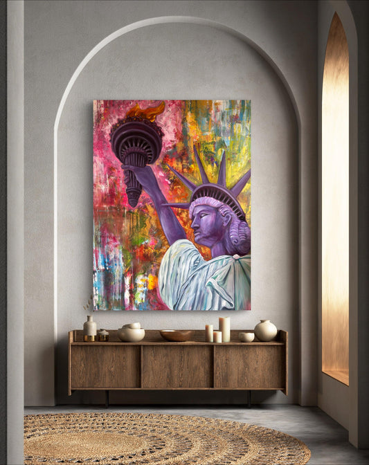 statue of liberty large art, statue of liberty full color, Statue of Liberty painting, Statue of Liberty artwork, full color abstract art