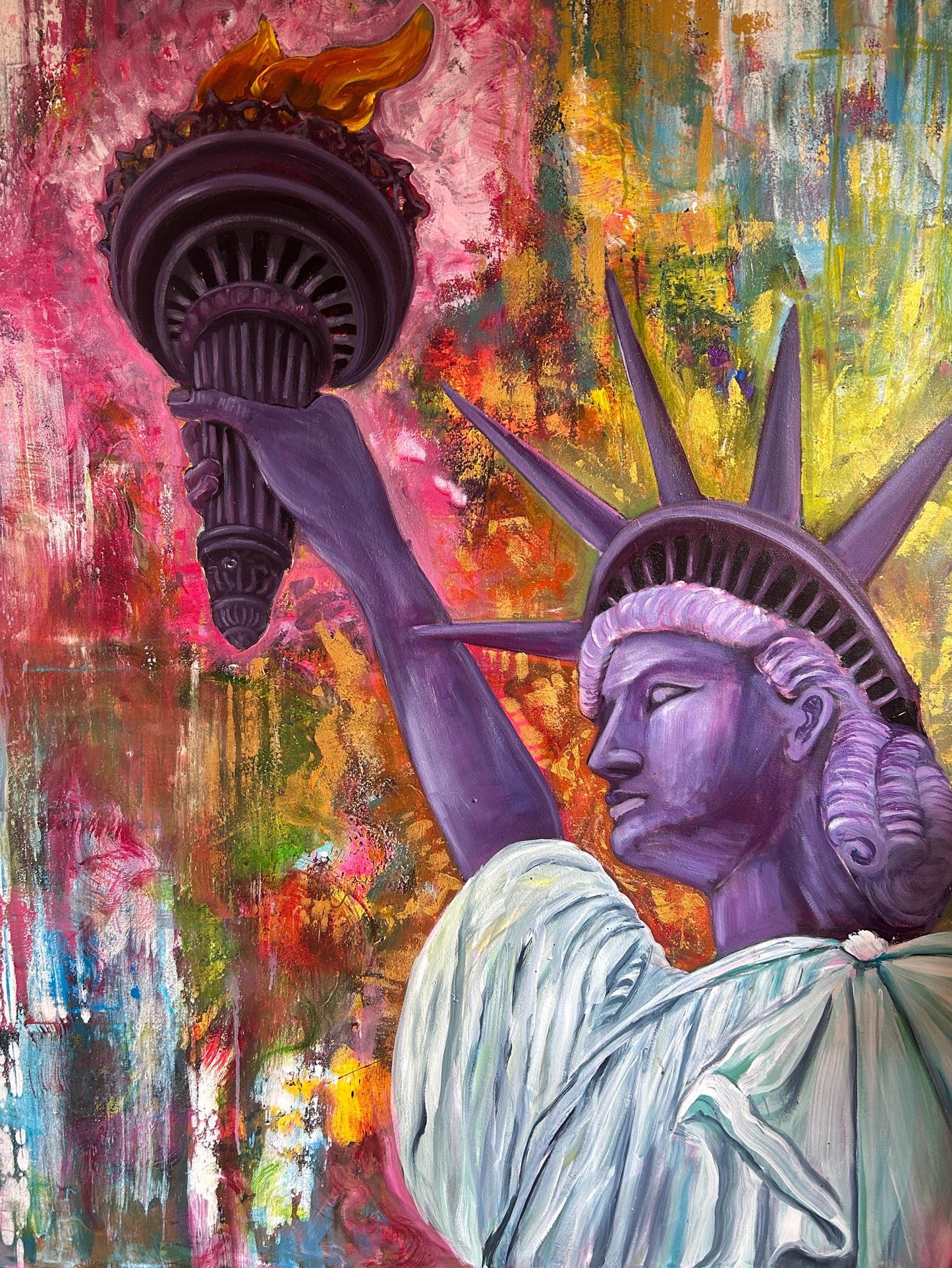 statue of liberty large art, statue of liberty full color, Statue of Liberty painting, Statue of Liberty artwork, full color abstract art