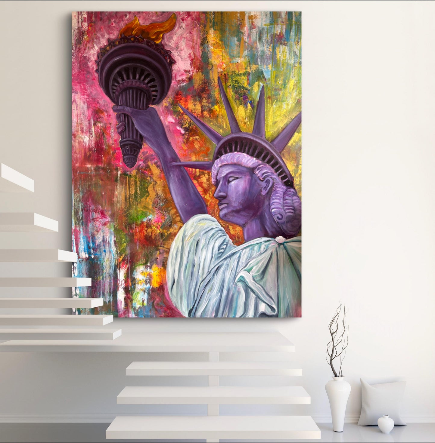 statue of liberty large art, statue of liberty full color, Statue of Liberty painting, Statue of Liberty artwork, full color abstract art